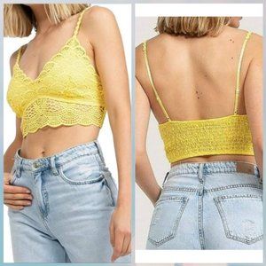 Intimately Free People Sunrise to Sunset Bralette Yellow Sunny Day Lace Size XS